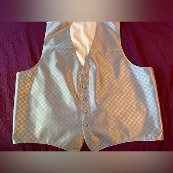 Andrew Fezza lavender gray vest XXL- white satin back with buckle - Picture 1 of 7